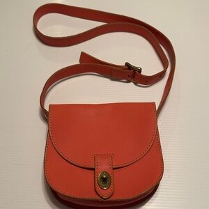 Fossil Salmon Pink Genuine Leather Turn Lock Crossbody Bag